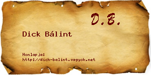 Dick Bálint névjegykártya